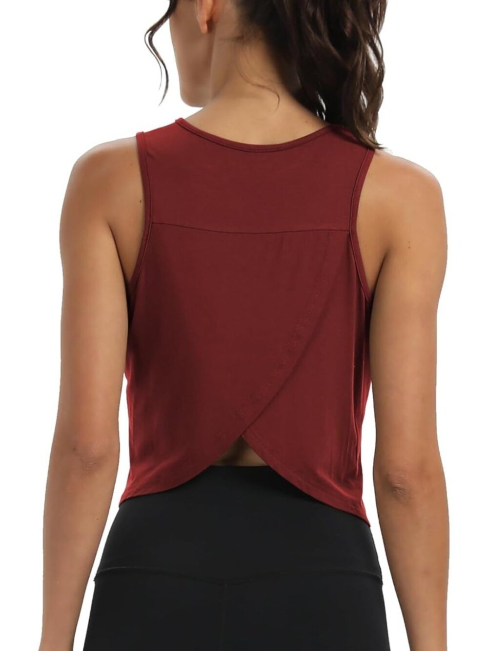 Cropped Open Back Sleeveless Workout Tank Top for Women - Athletic Yoga Gym